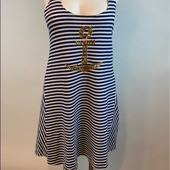 Sperry Nautical White/Navy Stripe Fit and Flare Dress- Small - Picture 3 of 10